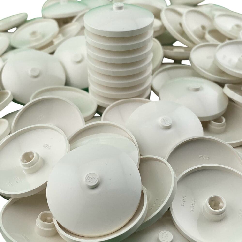 100 New LEGO White 2x2 Round Plate Specialty Cap Slide Shoe NOS Bulk Lot 2654